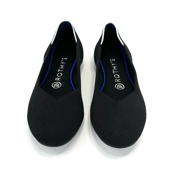 Rothy's Ballet Flats Size 7 Black Knit Eco-Friendly Sustainable Vegan Round-Toe - Picture 4 of 13